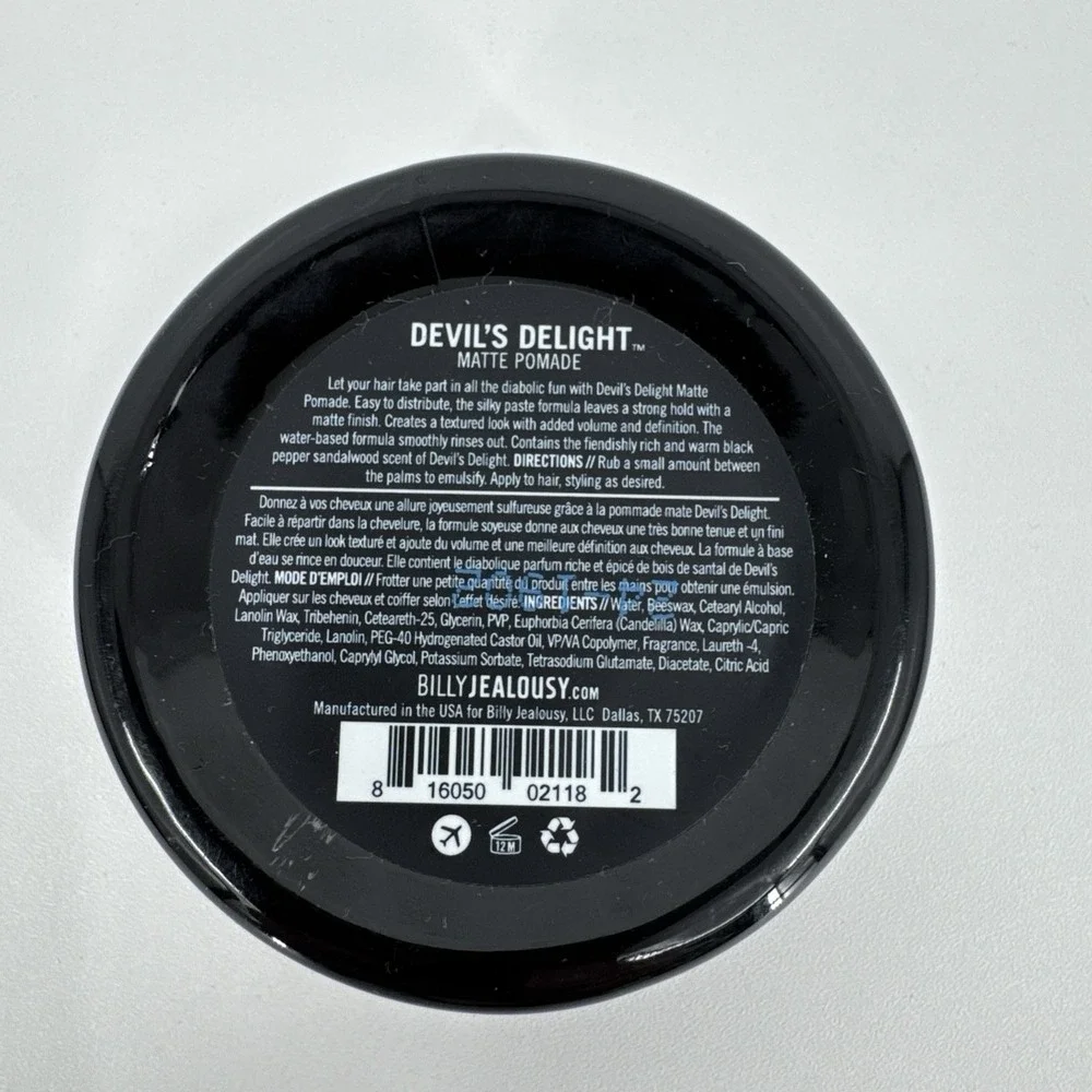 Billy Jealously Devil's Delight Matte Pomade 3‎ oz